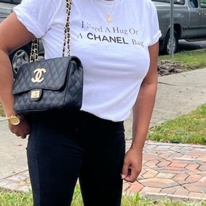 I need a hug or a Chanel Bag crew neck y shirt